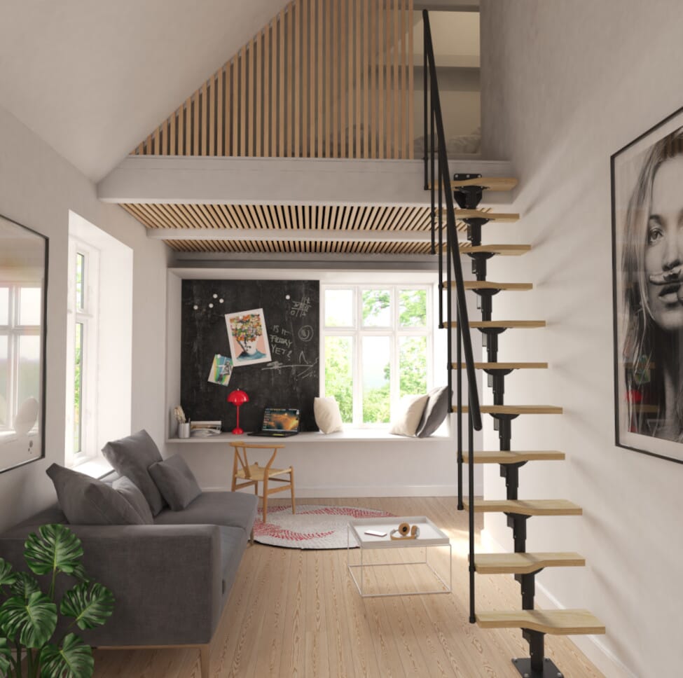 Dolle Atlanta Stair Kit - Black metalwork colour - 1 Baluster per tread