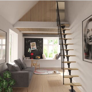 Dolle Atlanta Stair Kit - Black metalwork colour - 1 Baluster per tread
