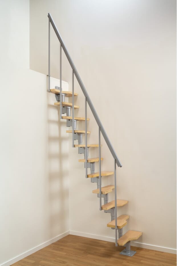 Space Saving Stair Kit with Wooden Treads