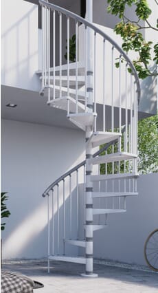 Exterior Zink Deluxe - White finish + Grey polyethylene handrail