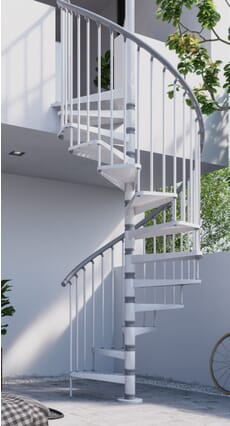 Misterstep Exterior Zink Deluxe Spiral Stair Kit - White Metalwork