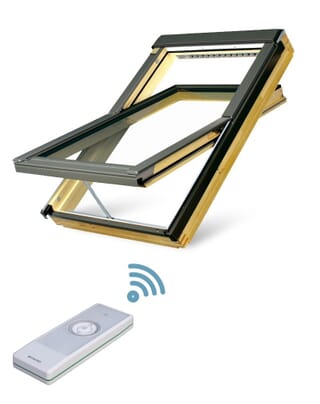 Fakro FTP-V Natural Pine Z-Wave Electric Centre Pivot Roof Window