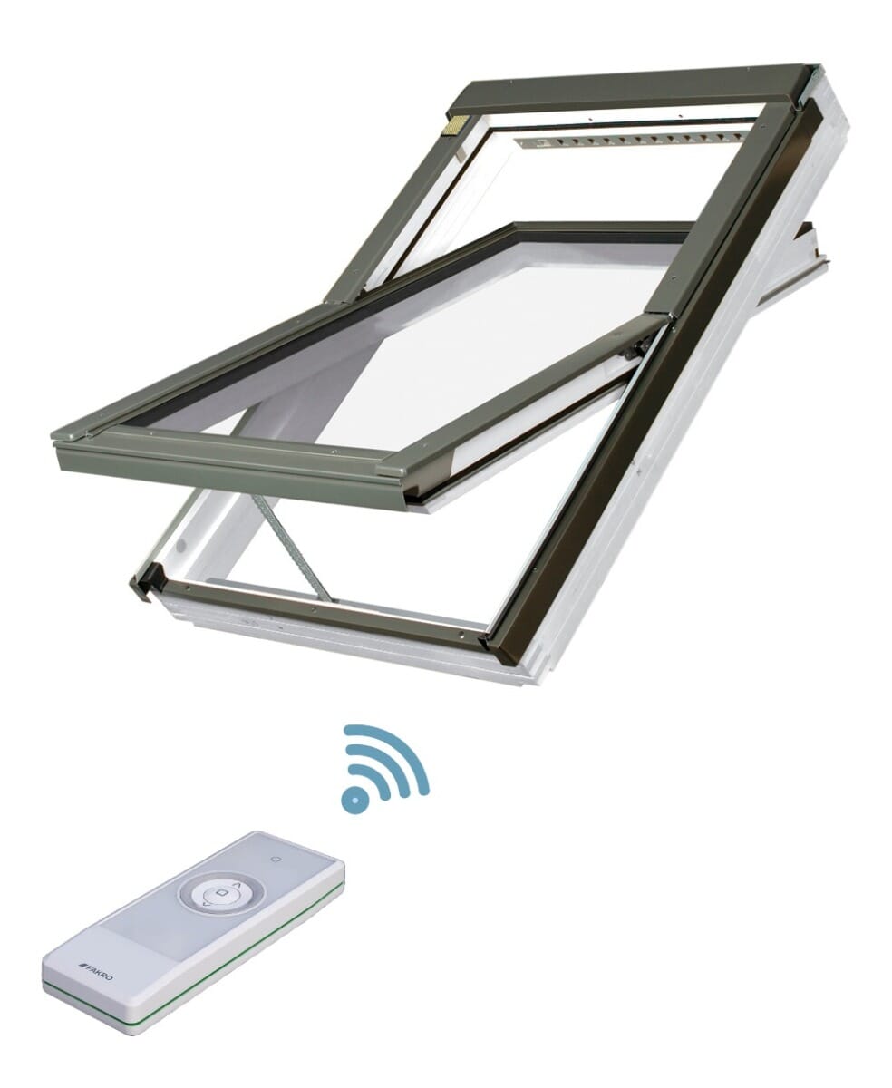 Fakro FTU-V White Polyurethane Z-Wave Electric Centre Pivot Roof Window