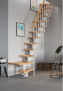 Gamia Mini Stair with Landing Tread Kit - Natural Beech treads + handrail