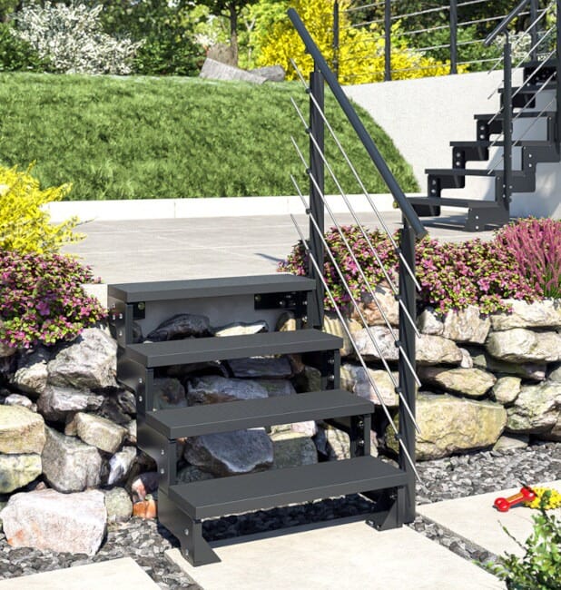 Dolle Gardentop Anthracite Staircase with 4 steps & Handrail
