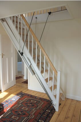 Kensington Electric Sliding Wooden Stairway
with newel post & balustrading