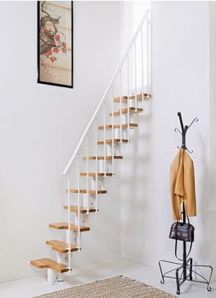 White metalwork & Oak treads + PVC handrail