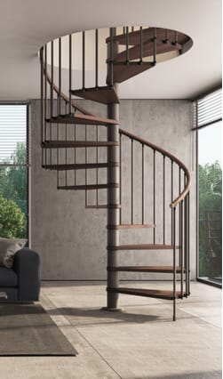 Anthracite Grey metalwork - Walnut Stained Beech treads - Walnut Stained Beech handrail