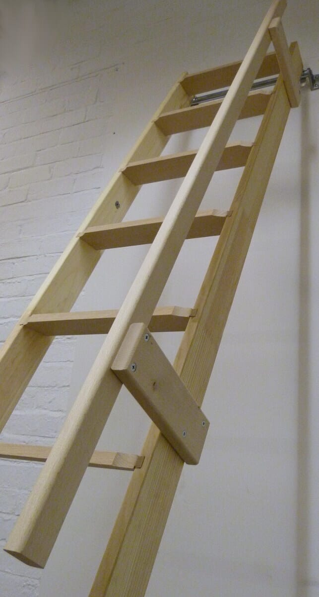 Folding wooden loft ladders with deals handrail