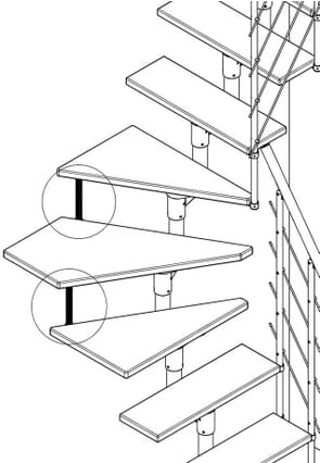 Dolle Boston Tread Connector Kit for a 1/4 turn staircase