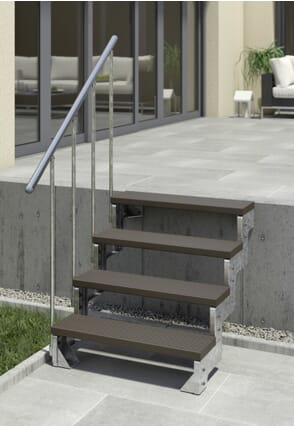 Dolle Gardentop Trimax Staircase with 4 steps (Dark Brown) & Handrail